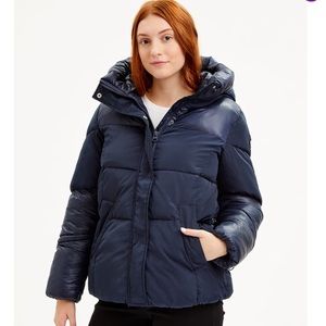 EUC Jessica Simpson Midnight Navy Hooded Puffer Coat Woman’s Size XL